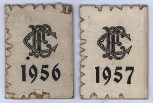 COLLINGWOOD: Member's Season Tickets for 1956 & 1957, each with Fixture List & hole punched for each game attended. Fair/G condition.