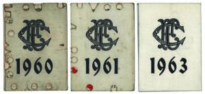 COLLINGWOOD: Member's Season Tickets, collection with 1960, 1961, 1963, 1967, 1969, 1970, 1971, 1972, 1984, 1985, 1987; & incomplete range of membership cards (25) from 1989 to 2013. Poor/VG condition.