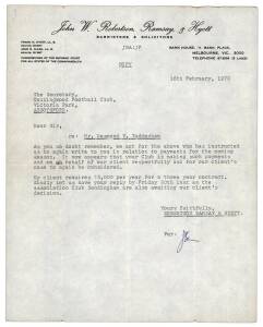 COLLINGWOOD: 1970 letters regarding battle for pay rises for Des Tuddenham & Len Thompson.