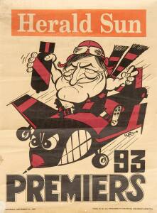 WEG POSTERS COLLECTION, comprising 1982 Carlton, 1993 Essendon, 1994 West Coast, 1997 Adelaide, 2001 Brisbane; plus Kellogg's 1980 Grand Final Richmond poster.