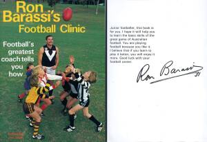 BALANCE OF FOOTBALL COLLECTION, noted "Ron Barassi's Football Clinic" book signed by Barassi inside front cover; 1994 Telearch "The AFL Classic Action Series Phonecards" (6 - one signed by Gary Ablett); 1979 Collingwood v Carlton "Grand Final Luncheon" pr