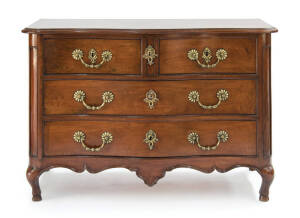 A rare Louis XV mahogany serpentine fronted &lsquo;Port&lsquo; commode, French 18th century