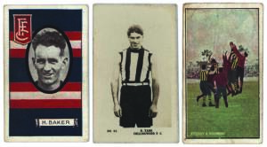 1908-96 football cards, noted 1908-09 Sniders & Abrahams "Incidents in Play" (8); 1923 J.J.Schuh "Portraits of Our Leading Footballers" (8); 1933 Allens "League Footballers" (29). Poor/VG.