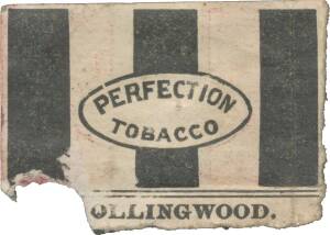 1909 Perfection Tobacco "VFL Football Colours" printed on both sides [1/5] - Collingwood/Essendon. Fair/G. Rarity 9.