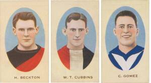 c1925 J.J.Schuh (Magpie Cigarettes) "Victorian League Footballers", complete set [30]. G/VG. {The 1925 set is the rarest of all the Magpie issues}.