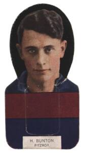 1933 Wills "Football Portraits and Club Colours" Die-Cut Stand-up Cards, [1/5] H.Bunton (Fitzroy). Fair/G. Rarity 8.