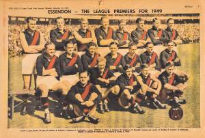 1949 Argus Weekend Magazine "Colour Team Photos", part set [2/18] - comprising "Essendon - The League Premiers for 1949" & "Carlton - Runners-Up for 1949". Fair/G.