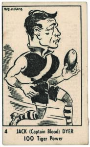 1950 Victorian Nut Supplies (Australia) "Caricatures of Australian Sportsmen by Bob Mirams", No.4 Jack (Captain Blood) Dyer. G/VG.