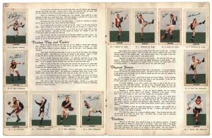 1953 Kornies "Footballers in Action" (Flag), part set [50/64] stuck into album (missing covers). Poor/G.