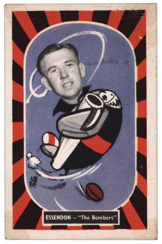 1957 Kornies "Footballer - Mascot Swap Cards", [1/36] - No.19 John Gill (Essendon). G/VG. Rarity 8.