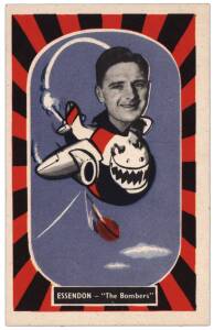 1957 Kornies "Footballer - Mascot Swap Cards", [1/36] - No.20 Bill Hutchison (Essendon). G/VG. Rarity 8.