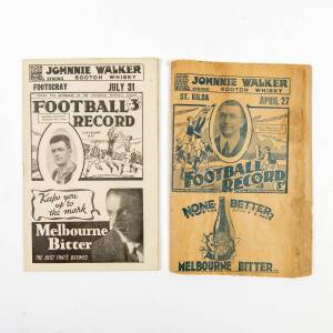 1935-37 "Football Record"s, 1935 Round 1 Stkilda v Fitzroy (missing middle pages); 1937 Footscray v Collingwood. Poor/Good condition.