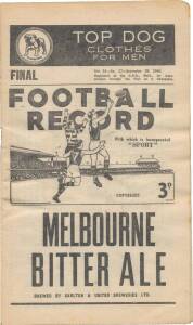 1946 "Football Record"s, noted home & away (1); Semi-Replay; Preliminary Final & Grand Final Essendon v Melbourne. Fair/Good condition.