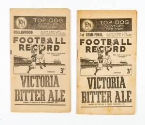 1946 "Football Record"s, R2 Collingwood v Fitzroy; & 1st Semi Final - Melbourne v Footscray. Fair/G condition.