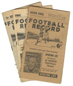 1953 "Football Record"s, noted home & away (3), 1st Semi Final, Preliminary Final & Grand Final - Collingwood v Geelong. Poor/G condition.