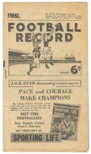 1954 "Football Record"s, noted home & away (6), Preliminary Final - Melbourne v Geelong. Mainly G/VG.