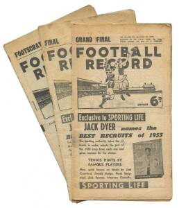 1955 "Football Record"s, noted home & away (4), Preliminary Final, Grand Final - Melbourne v Collingwood. Poor/G condition.