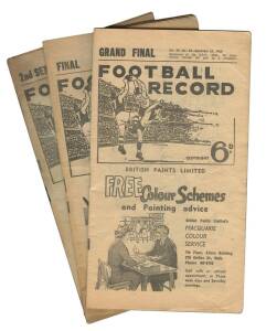 1960 "Football Record"s, noted home & away (5), 1st Semi Final, 2nd Semi Final, Preliminary Final & Grand Final - Melbourne v Collingwood. Poor/G condition.