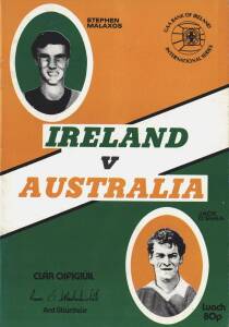 1967-87 scarce programmes for International Rules matches, comprising 1967 Australia v Maigh Eo; 1978 An Astrail v Ath Cliath; 1984 Ireland v Australia; 1987 Ireland v Australia (2 different).