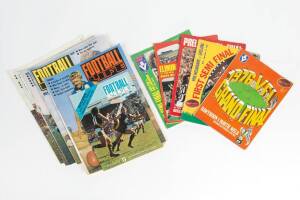 1968-85 "Football Records", all finals, including 1968, 1972, 1974 (3), 1976 (Grand Final), 1978 (2 incl. Grand Final), 1980, 1984 (Grand Final) & 1985 (Grand Final). Plus "Football Life" magazine, 36 issues 1970-76. Fair/G condition.  