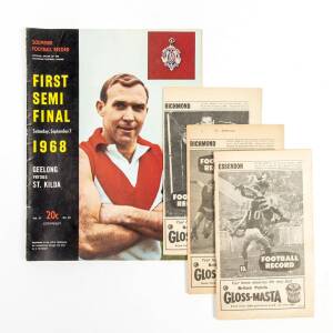 1968 "Football Record"s, noted home & away (22), 1st Semi Final, 2nd Semi Final, Preliminary Final & Grand Final - Carlton v Essendon. Fair/G condition.