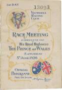 "Victoria Racing Club. Race Meeting, In Honour of the Visit of His Royal Highness The Prince of Wales, Saturday 5th June 1920, Official Programme".