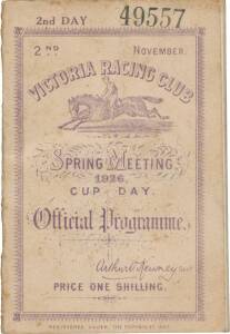 1926 MELBOURNE CUP: "2nd Day, 2nd november, Victoria Racing Club, Spring Meeting 1926, Cup Day, Official Programme".