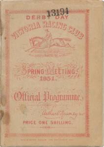 PHAR LAP'S 49th RACE: "Derby Day, Victoria Racing Club, Spring Meeting 1931, Official Programme", showing Phar Lap in the wfa Melbourne Stakes (first). 49 starts. 36-3-2.