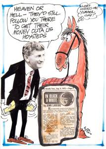 BOB HOYSTED COLLECTION, noted photographs (135) including nice Rising Fast range; LP records (7) including 1955 Caulfield & Melbourne Cups; race-finish photographs in album (35) & loose (24); press & magazine clippings; original Weg cartoon; cuff-links, t