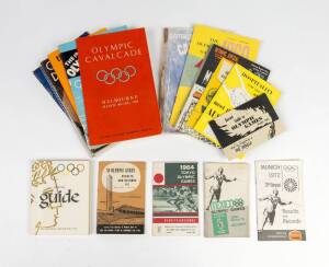 OLYMPIC BOOKLETS, noted Olympic Tyre & Rubber Co "Results and Records" for 1948, 1952, 1956, 1960, 1964, 1968 & 1972; 1956 booklets (10) including "Olympic Cavalcade" & "Australian Radio Amateur Call Book 1956"; Broadbents 1956 map.