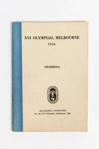 "XVI Olympiad, Melbourne 1956. Swimming", published by Organising Committee for the XVI Olympiad [Melbourne, 1956].