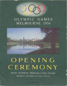 OPENING CEREMONY - PIGEON RELEASE: Opening Ceremony programme signed inside by the 21 pigeon handlers who released pigeons in mass at the time of the flag raising at the Opening Ceremony - bringing gasps of amazement from the large crowd; together with tw