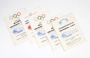 Swimming programmes, with Australian Olympic Swimming Trials for 25th, 27th & 30th October; plus two post-Olympics programmes 8th Dec Intercontinental Swimming Gala & 10th Dec International Swimming Meet. Fair/Good condition (one missing back cover).