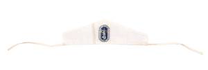 WAITRESS' HEAD-BAND & APRON, white head-band with cloth badge featuring Melbourne Olympics logo; apron decorated with Olympic rings.
