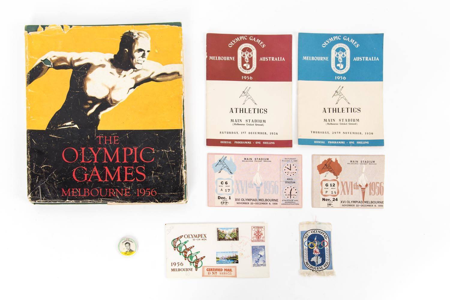 1956 OLYMPICS COLLECTION, noted books The Official Report of the Organizing  Committee for the Games of the XVI Olympiad, Melbourne 1956 (no dust  jacket), The Olympic Games, Melbourne 1956 Colorgravure book (2 -