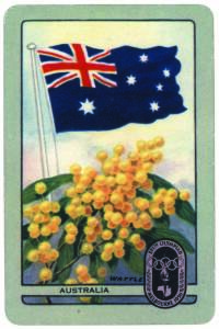 1956 Coles trade cards, "1956 Olympic Games", 1st series with large flags & national flowers, complete set [28]. Mainly G/VG.