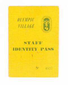 "Olympic Village, Staff Identity Pass, No4527".