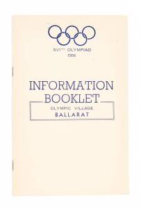 "XVIth Olympiad 1956. Information Booklet, Olympic Village Ballarat". Filing hole, though scarce.