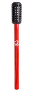 1976 MONTREAL OLYMPIC TORCH, aluminium, 67cm tall, stem painted red, with white Montreal logo, top painted black. Designed by George Huel and Michael Dall. The flame was carried from Olympia, Greece to Athens where it was transferred by satellite to Ottaw