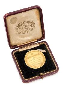 1933 BRITISH HARD COURT CHAMPIONSHIPS GOLD MEDAL, 9ct gold medal, "The Lawn Tennis Hard Court Championships of Great Britain", engraved "1933, Men's Doubles Champions, J.Crawford, D.P.Turnbull", in original case.