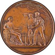 MEDALLIONS: Bronze (64mm) by J.S. Wyon, 'MELBOURNE EXHIBITION / VICTORIA 1854' 5mm edge impressed 'PRIZE MEDAL- 259 * C. MASON & CO. * LITHOGRAPHY' in original case, EF.
