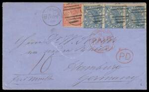 COVER FROM FERDINAND VON MUELLER: 1866 double 11d rate cover signed "fervMueller" at lower-left,