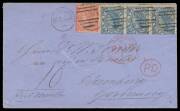 COVER FROM FERDINAND VON MUELLER: 1866 double 11d rate cover signed "fervMueller" at lower-left,