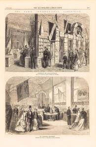 Full page from 'The Illustrated London News' for June 8, 1867, headed "The Paris Inernational Exhibition" with two engravings - "Entrance to the Australian Section" & "The Queensland Department". Also another example of "Entrance to the Australian Section