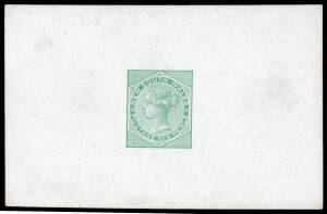 NSW DIE PROOF: 1871 (SG.37) 6d QV die proof in green on glazed card (92mm by 61mm)