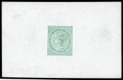 NSW DIE PROOF: 1871 (SG.37) 6d QV die proof in green on glazed card (92mm by 61mm)