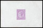 NSW DIE PROOF: 1871 6d QV die proof in violet&nbsp;on glazed card (92mm by 61mm). Superb!