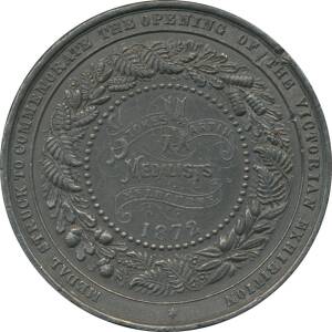MEDALLIONS: White metal (47mm) Stokes & Martin commemorative medallion, reverse 'AWARDED TO' within wreath, not inscribed,&nbsp;Carlisle&nbsp;1872/3 variety, rim dents, VF.