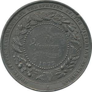 MEDALLIONS: White metal (47mm) Stokes & Martin commemorative medallion, reverse 'AWARDED TO' within wreath, not inscribed, Carlisle 1872/3 variety, rim dents, VF.