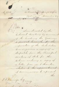 THE UNITED STATES COMMISSIONERS: Manuscript file copies of (3) letters regarding attempts to find appropriate Commissioners to represent the United States at the Exhibition.
